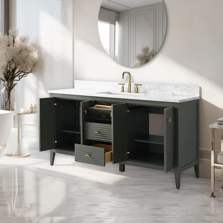 60'' Single Bathroom Vanity with Engineered Marble Top