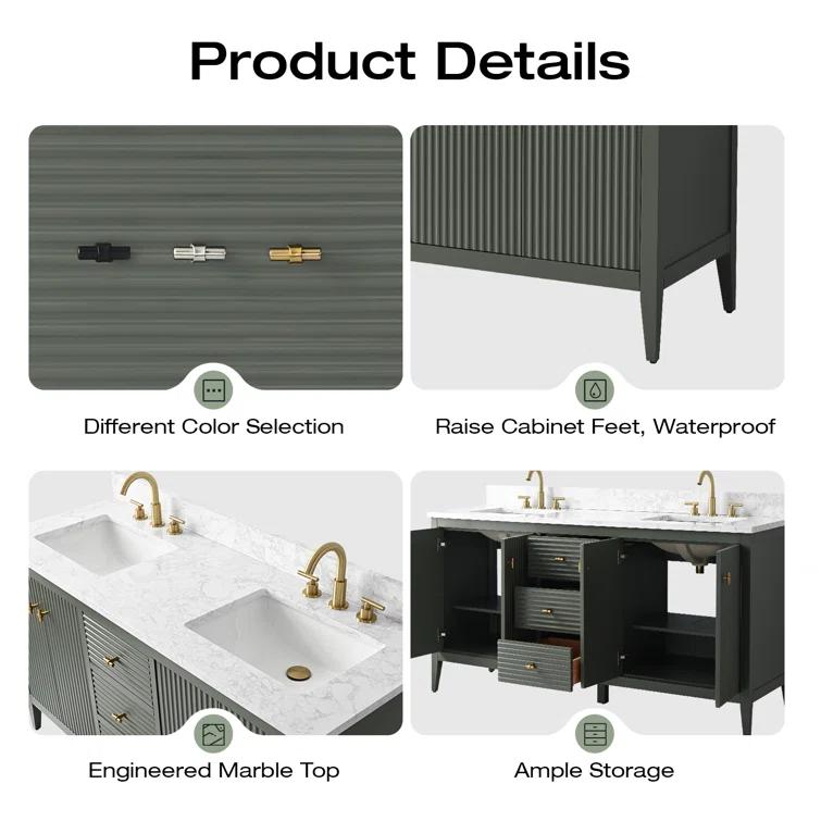 60" Double Bathroom Vanity Set