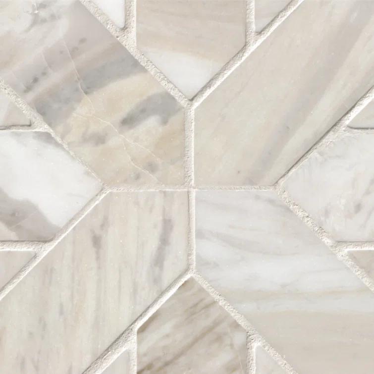 Athena Gold Geometrica 12" x 12" Honed Marble Mesh Mounted Mosaic Tile