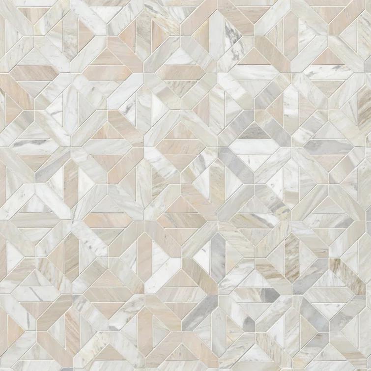 Athena Gold Geometrica 12" x 12" Honed Marble Mesh Mounted Mosaic Tile