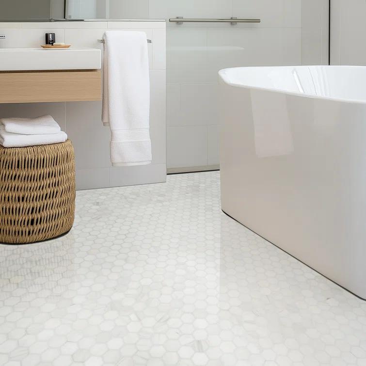 Bianco Dolomite 2" x 2" Marble Mosaic Tile in White