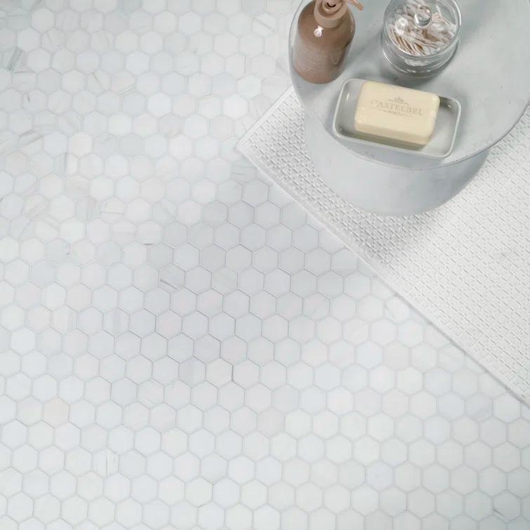 Bianco Dolomite 2" x 2" Marble Mosaic Tile in White