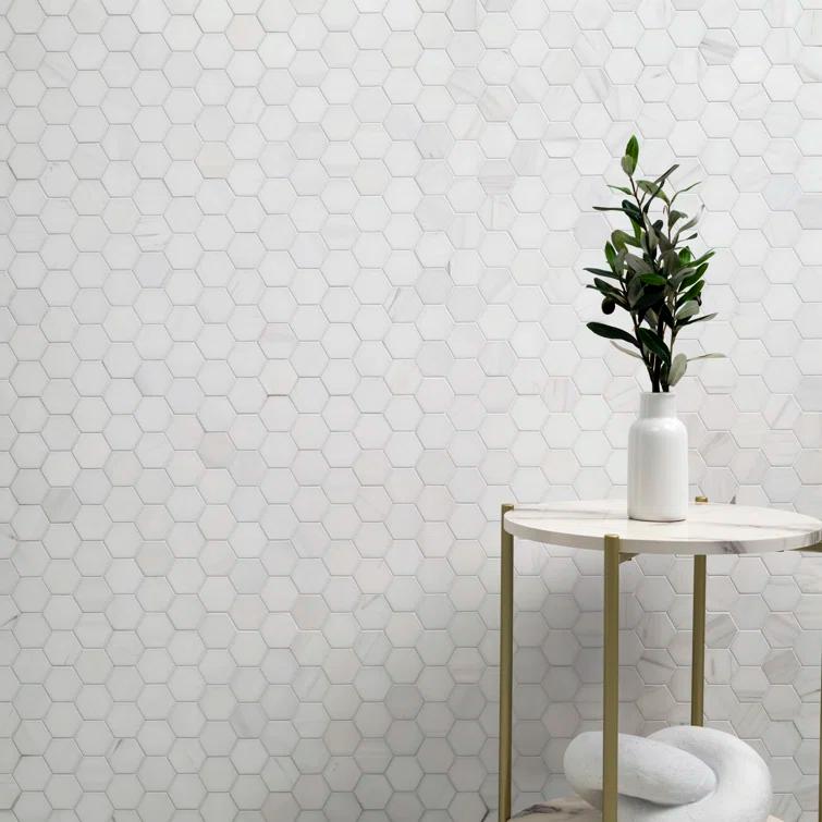 Bianco Dolomite 2" x 2" Marble Mosaic Tile in White