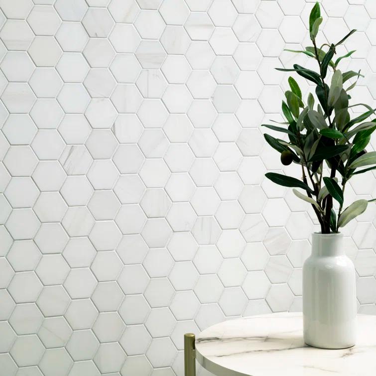 Bianco Dolomite 2" x 2" Marble Mosaic Tile in White
