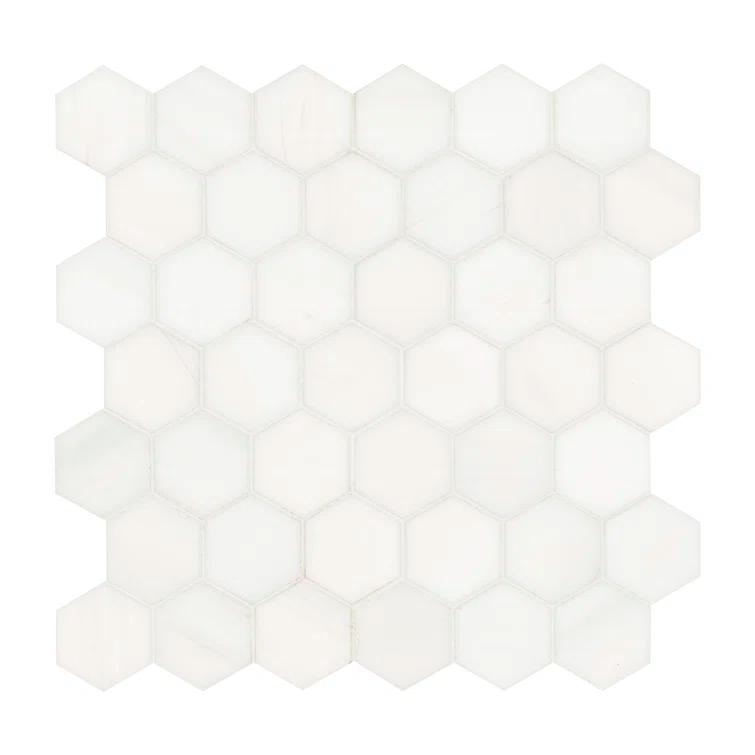Bianco Dolomite 2" x 2" Marble Mosaic Tile in White