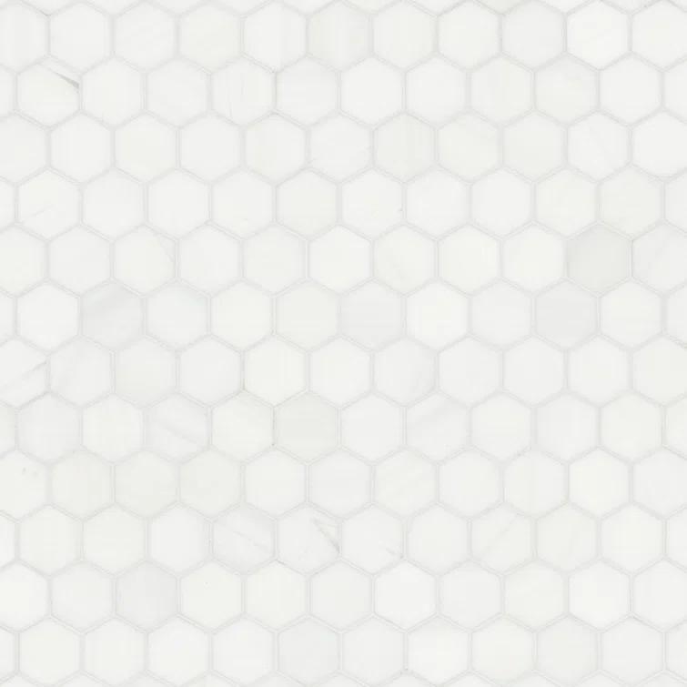 Bianco Dolomite 2" x 2" Marble Mosaic Tile in White