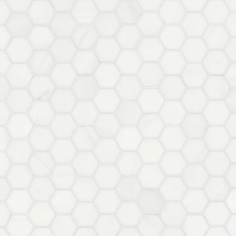 Bianco Dolomite 2" x 2" Marble Mosaic Tile in White
