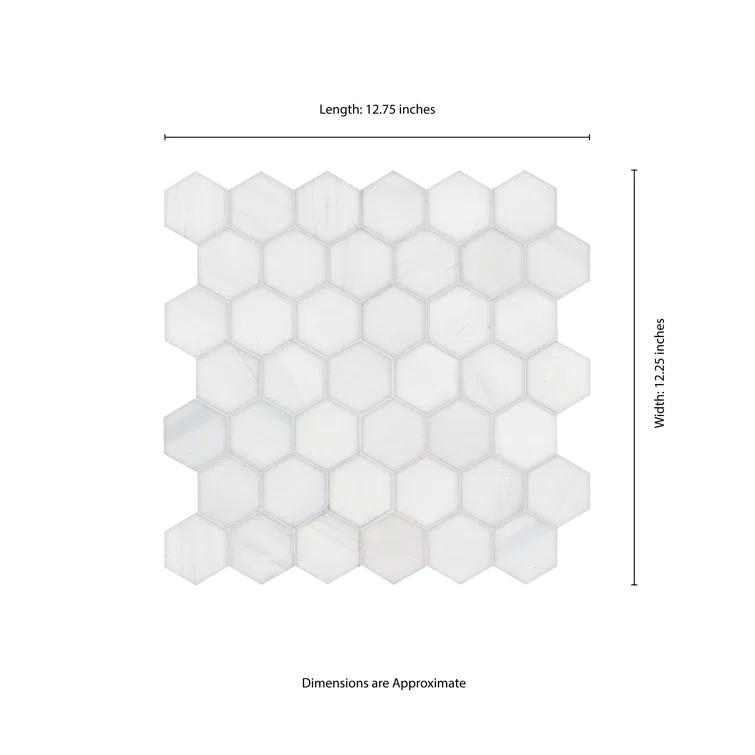 Bianco Dolomite 2" x 2" Marble Mosaic Tile in White
