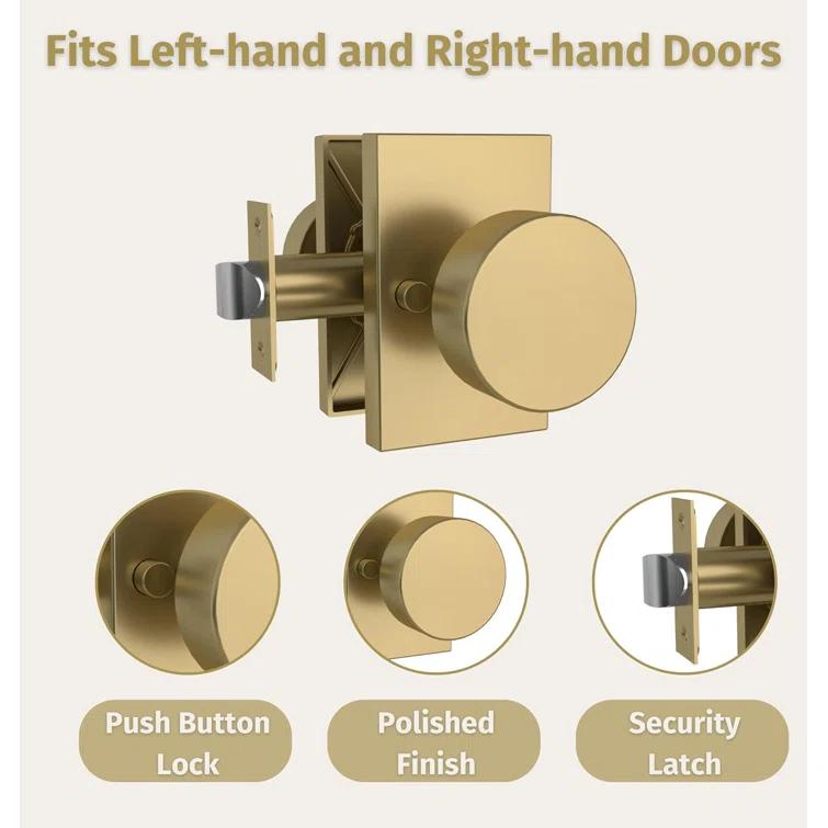 Mega Handles Laura Reversible Interior Door Knob for Bedrooms, Bathroom & Hallway | Modern Stainless Door Locks