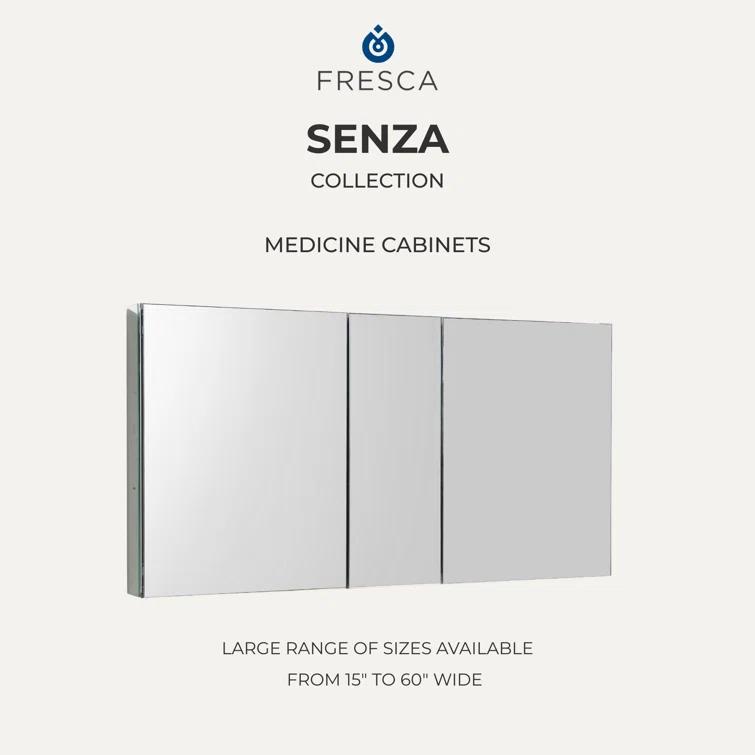 Senza Recessed/Surface Mount Rectangular Frameless Bathroom Medicine Cabinet