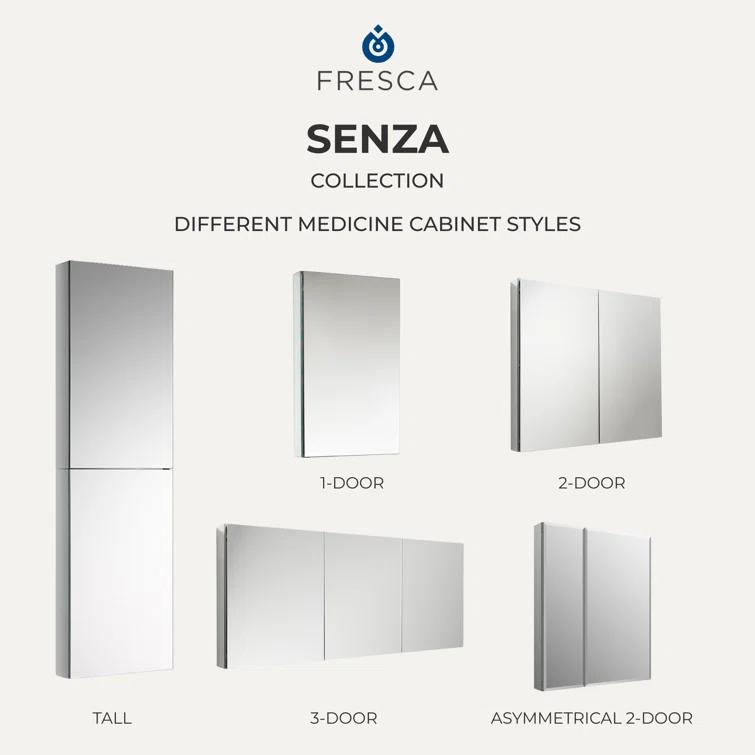 Senza Recessed/Surface Mount Rectangular Frameless Bathroom Medicine Cabinet