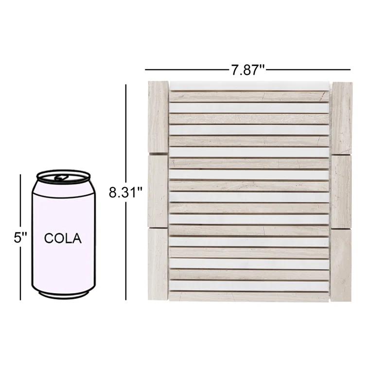 Florey Linear 7.87 in. x 8.31 in. Polished Marble Floor and Wall Mosaic Tile