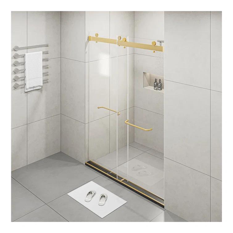 Dimorphos Frameless Sliding Glass Shower Doors with 3/8"(10mm) Clear Tempered Glass 11DD701957Q