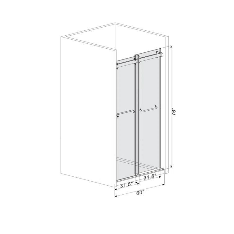 Dimorphos Frameless Sliding Glass Shower Doors with 3/8"(10mm) Clear Tempered Glass 11DD701957Q