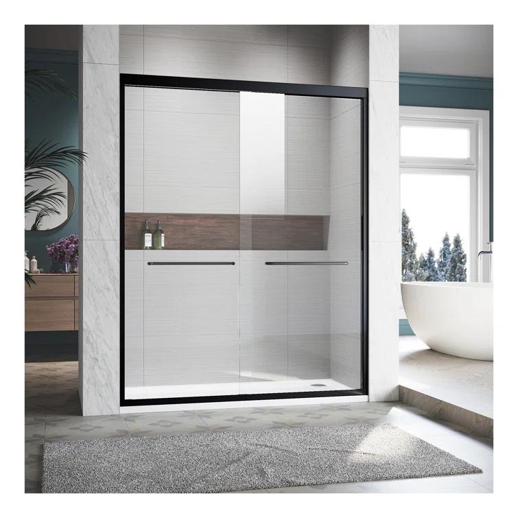LOONGFIELD Sliding Shower Glass Door 56-60 In. W X 72 In. H, Adjustable Semi Frameless Shower Door, Certified Thick Clear Clear Tempered Glass, 304 Stainless Steel Handles ASTARQ-W2269P144324