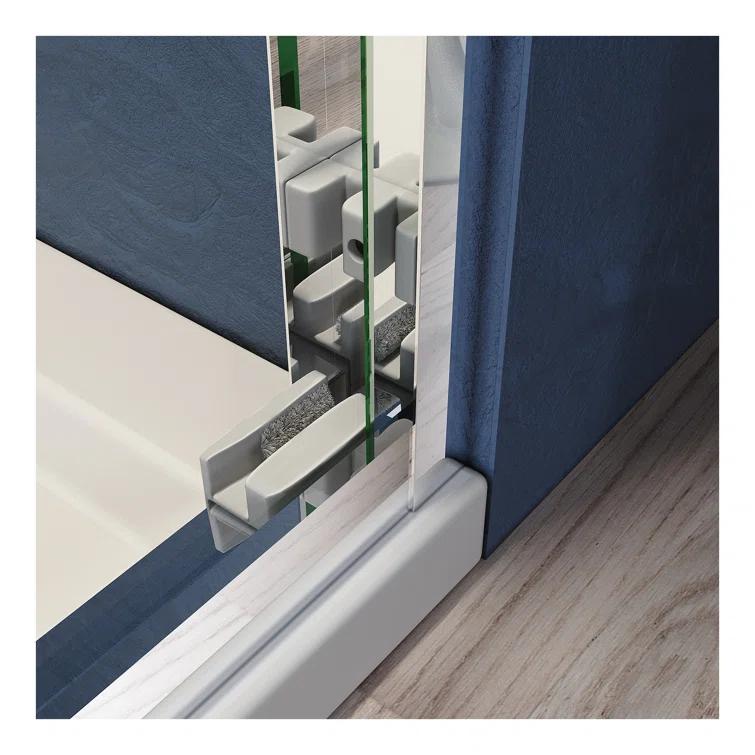 VODYXSEP Sliding Shower Glass Door 56-60 In. W X 72 In. H, Adjustable Semi Frameless Shower Door, Certified Thick Clear Clear Tempered Glass, 304 Stainless Steel Handles Y4VO-W2269P144322