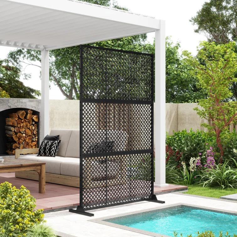 UIXE 72.05''H x 47.75''W Wicker Privacy Metal Screen Fence Panel Double Colored Screen