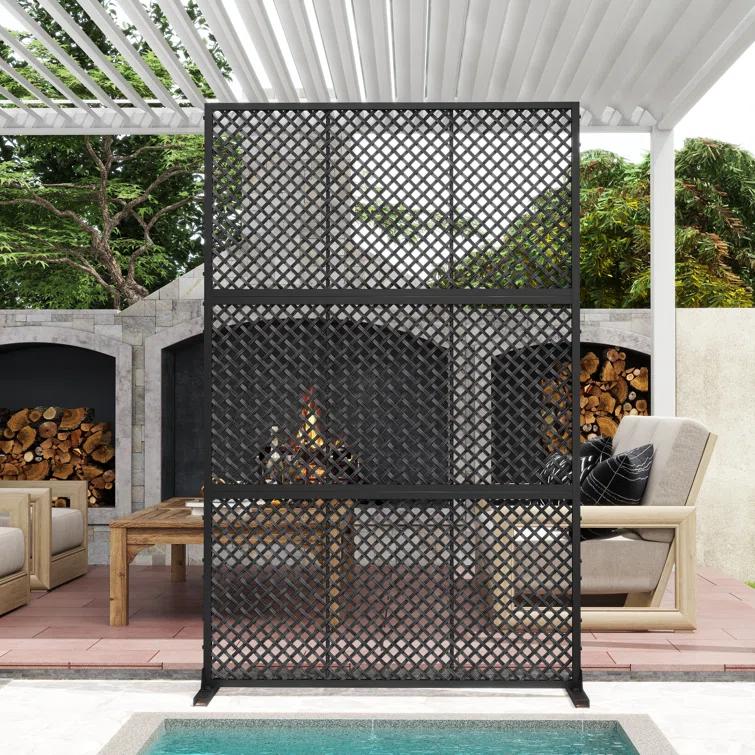 UIXE 72.05''H x 47.75''W Wicker Privacy Metal Screen Fence Panel Double Colored Screen