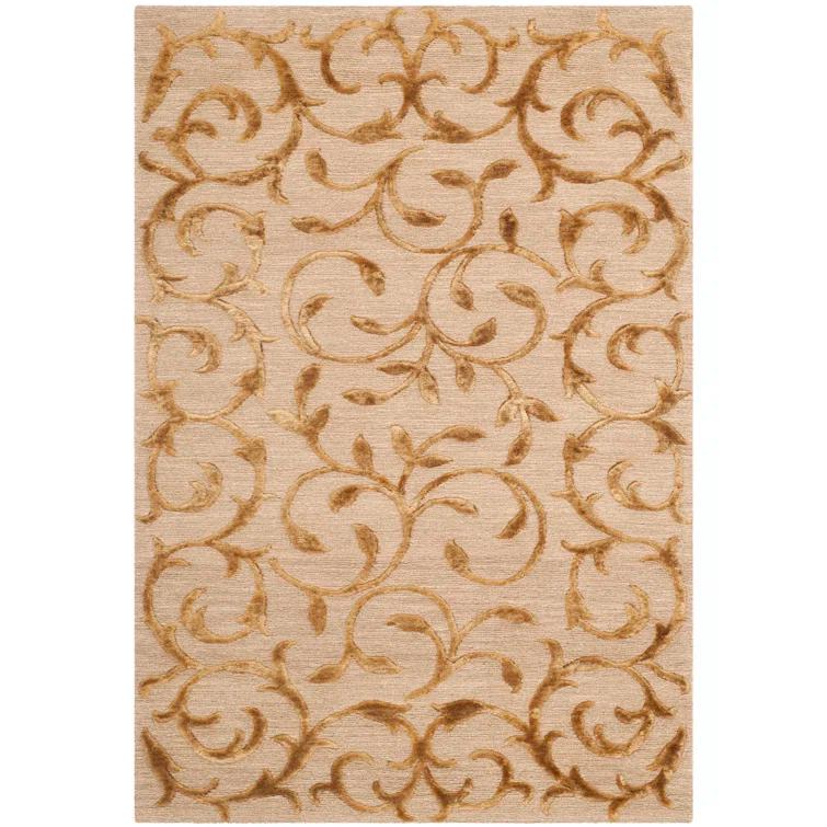 Tibetan Hand Knotted Silk & Wool Pile Floral Rug