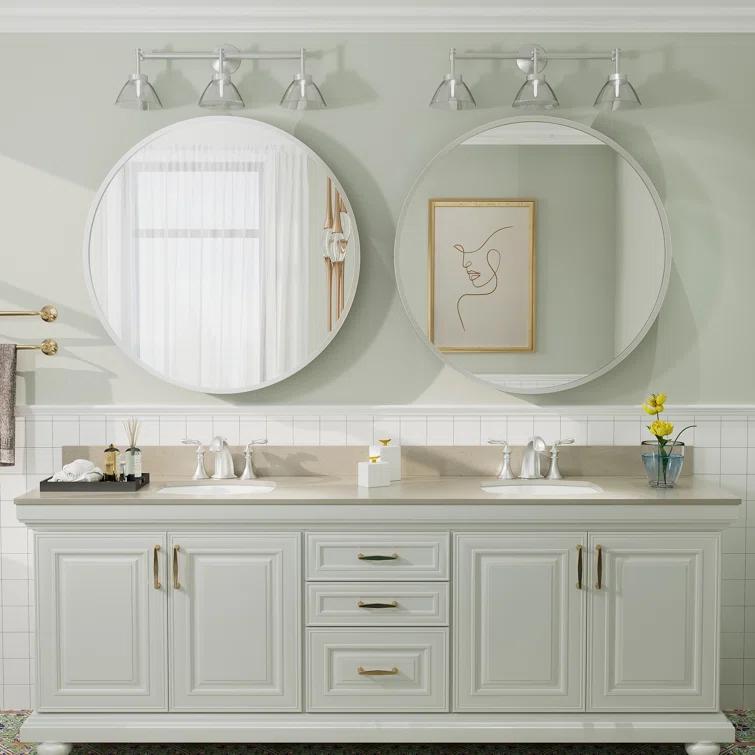 Amara Round High Quality Aluminum Alloy Framed French Cleat Mounted Wall Decor Bathroom Vanity Mirror with 5-Year Warranty