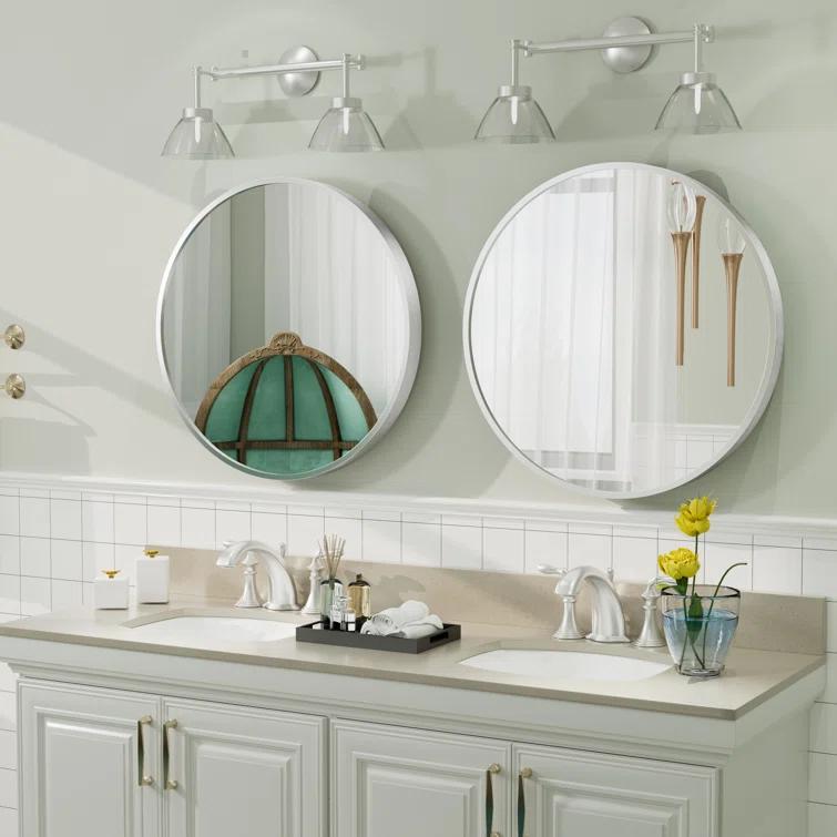 Amara Round High Quality Aluminum Alloy Framed French Cleat Mounted Wall Decor Bathroom Vanity Mirror with 5-Year Warranty