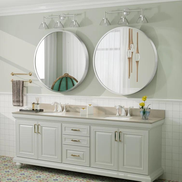 Amara Round High Quality Aluminum Alloy Framed French Cleat Mounted Wall Decor Bathroom Vanity Mirror with 5-Year Warranty