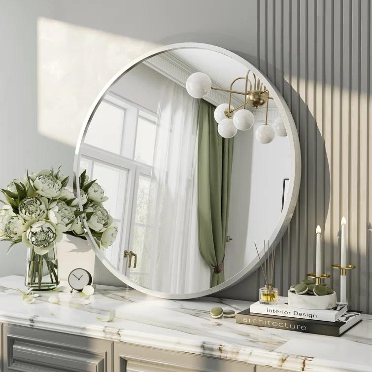 Amara Round High Quality Aluminum Alloy Framed French Cleat Mounted Wall Decor Bathroom Vanity Mirror with 5-Year Warranty