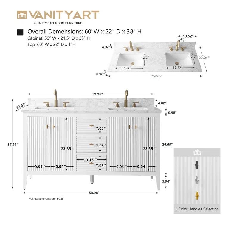60" Double Bathroom Vanity Set