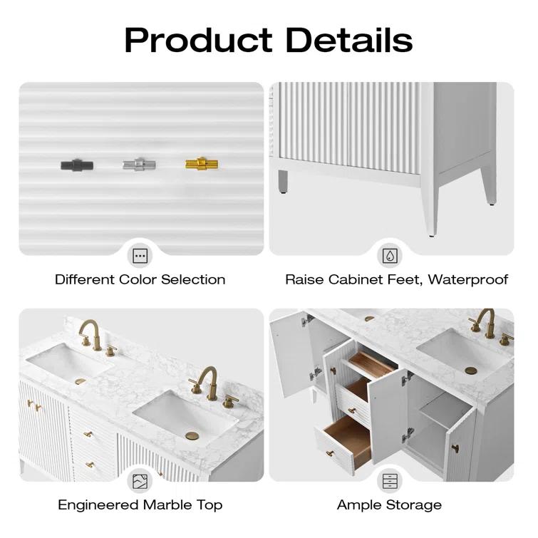60" Double Bathroom Vanity Set