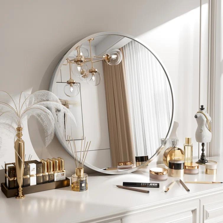 Amara Round High Quality Aluminum Alloy Framed French Cleat Mounted Wall Decor Bathroom Vanity Mirror with 5-Year Warranty