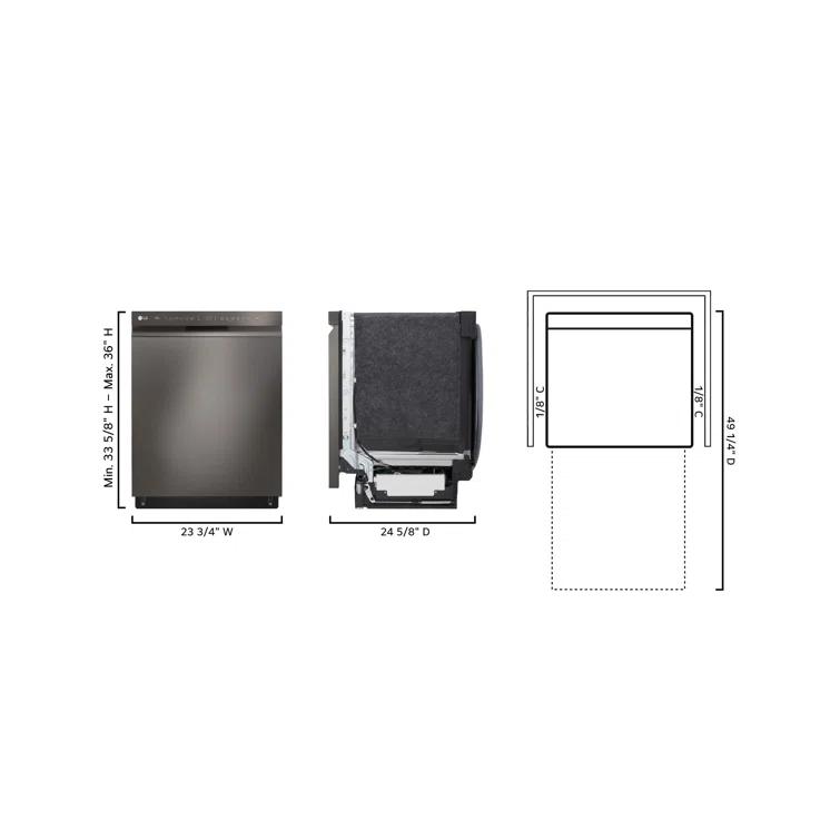 LG 24 in. PrintProof Stainless Steel Front Control Dishwasher with QuadWash, 3rd Rack & Dynamic Dry, 48 dBA