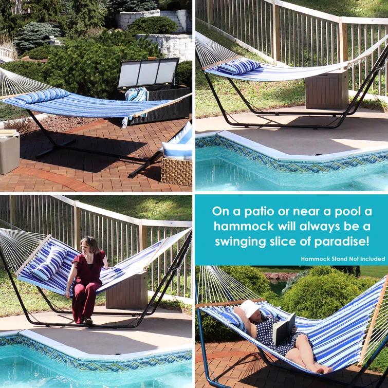 2-Person Quilted Polyester Spreader Bar Hammock