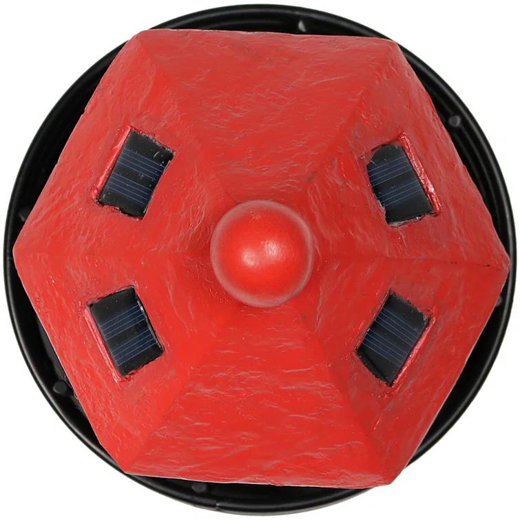 Longshore Tides Caudillo Striped Resin Solar Resin Outdoor LED Lighthouse Statue