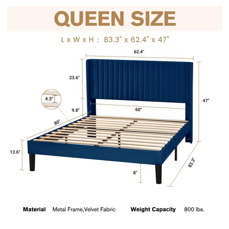 Candler Upholstered Platform Bed with Wingback