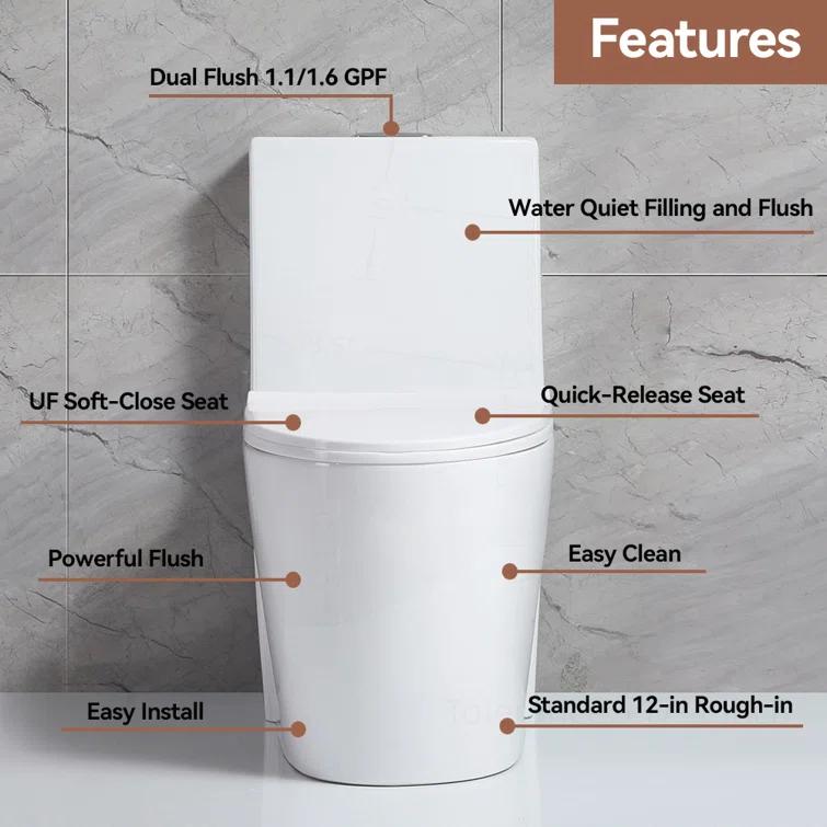 Small Compact One Piece Toilet Dual Flush