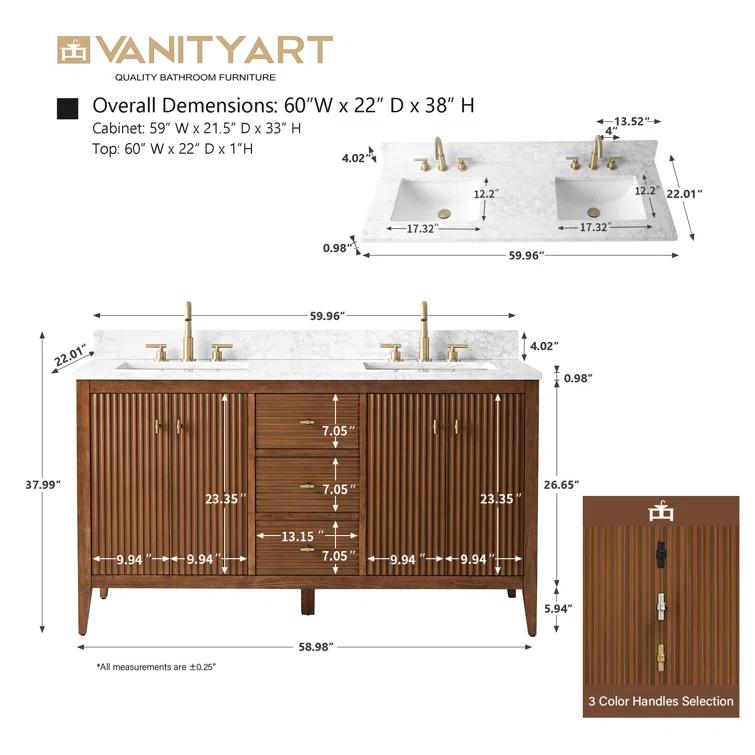 60" Double Bathroom Vanity Set