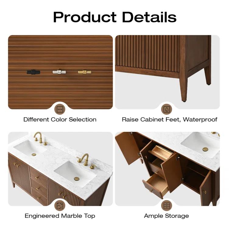 60" Double Bathroom Vanity Set