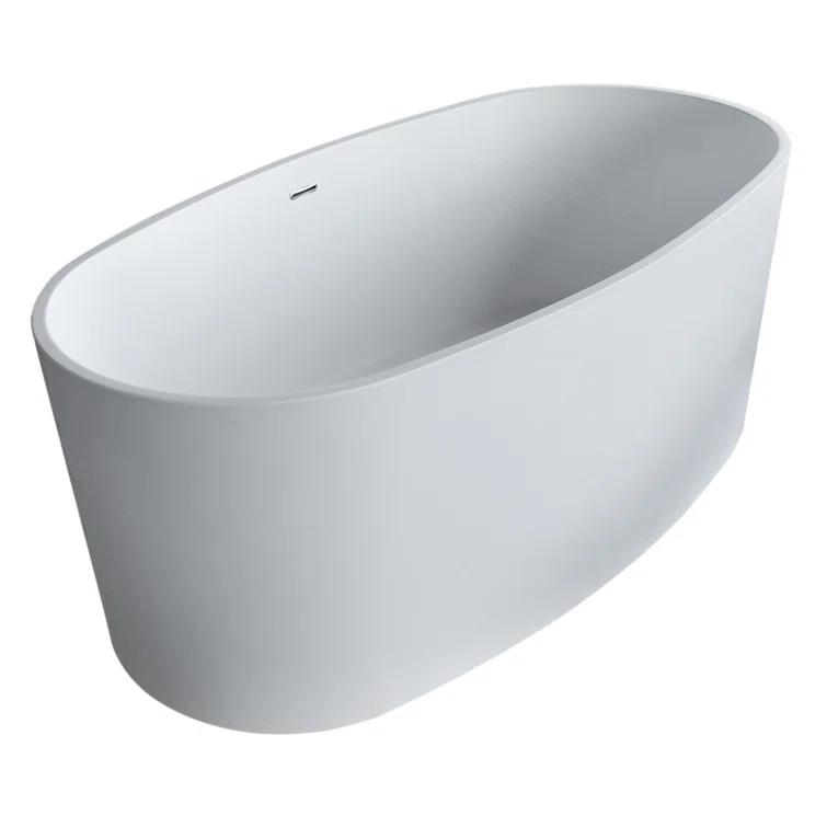 Roccia 62'' x 32'' Freestanding Soaking Solid Surface Bathtub