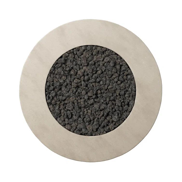 Damian 35.5" Round Natural Concrete Outdoor Fire Pit Table