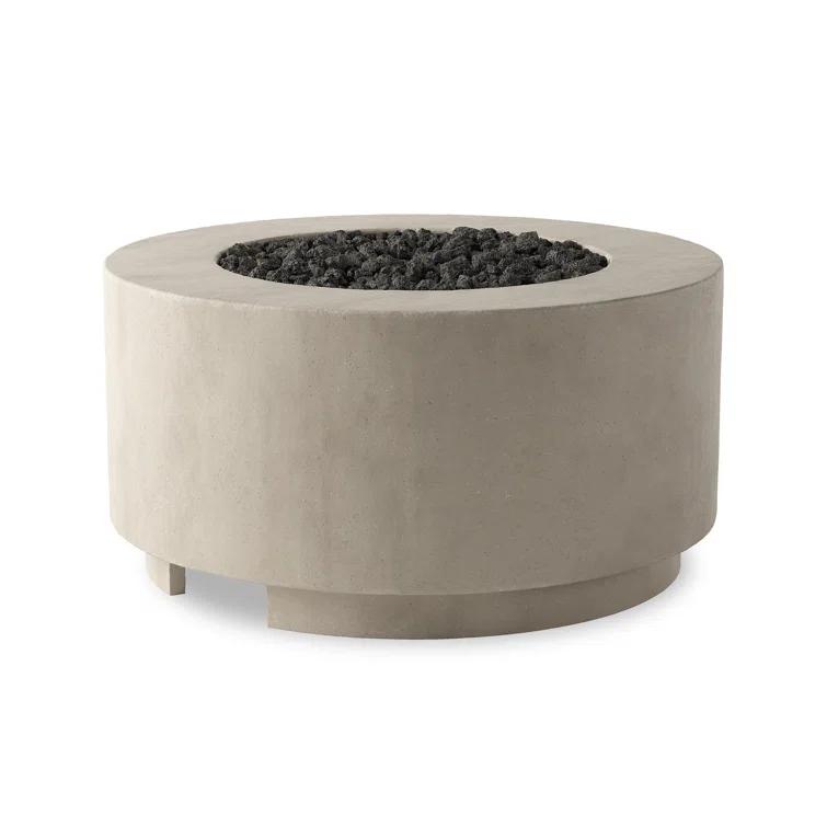 Damian 35.5" Round Natural Concrete Outdoor Fire Pit Table