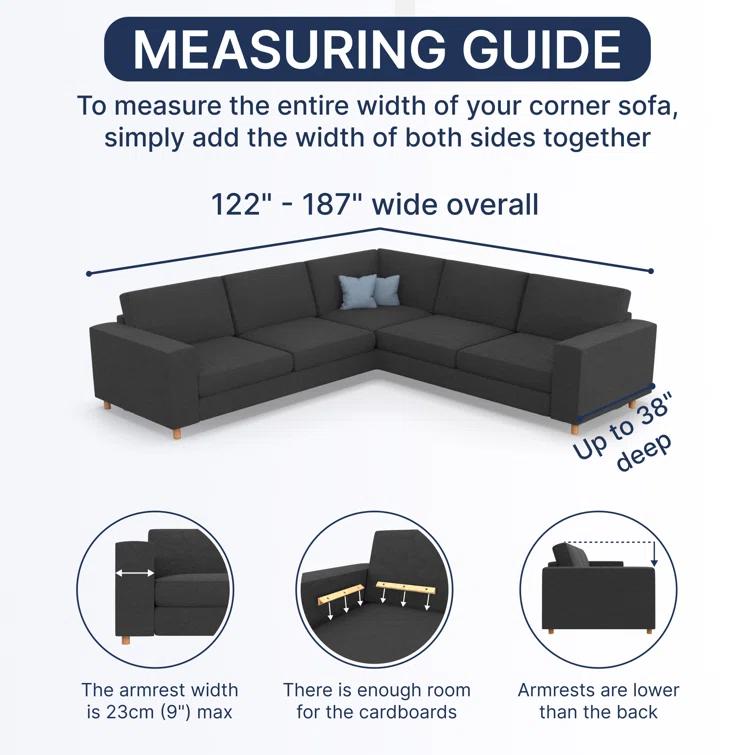 Stretchy Slipcover for Corner Sofa - Soft to Touch & Easy to Clean - Velvet Collection