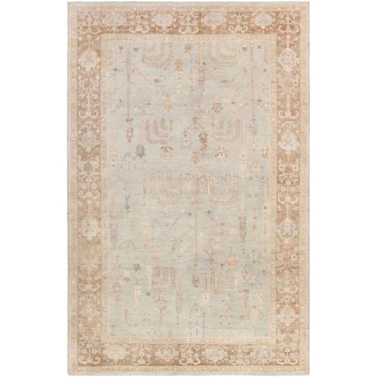 Gray and Seafoam Hand-knotted Wool 4' x 6' Area Rug