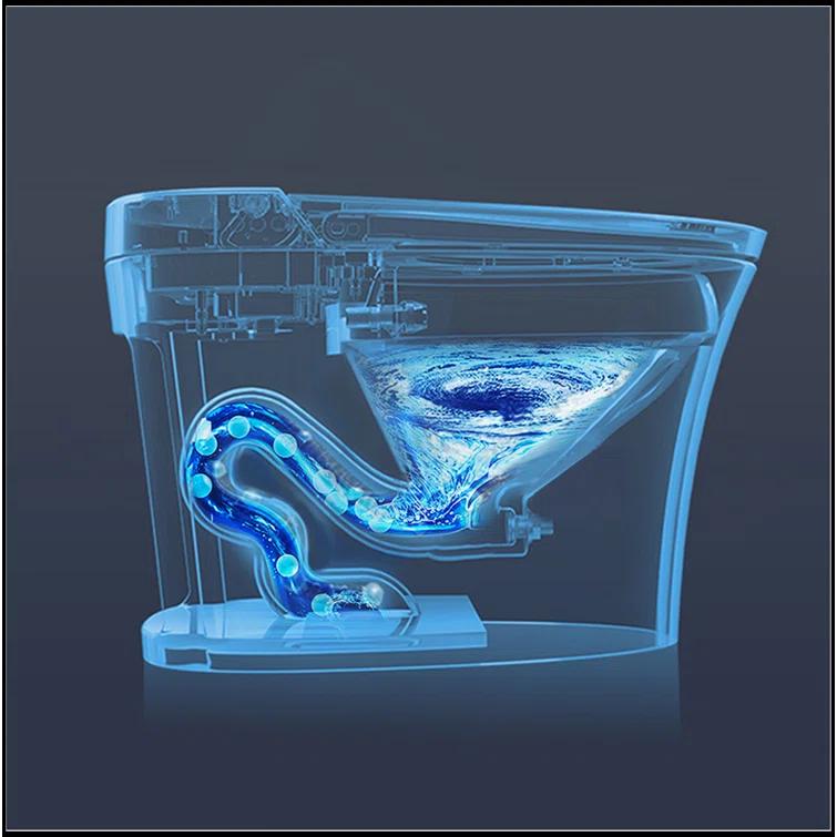 Smart Toilet Bidet Combo With Self-Cleaning Nozzle,Upmarket Compact Dual Flush Toilet 1/1.28 GPF,Tank Less Toilet With Foot Sensor Flush,White Night Light,Knob Control,Power Outage Flushing,Soft Close