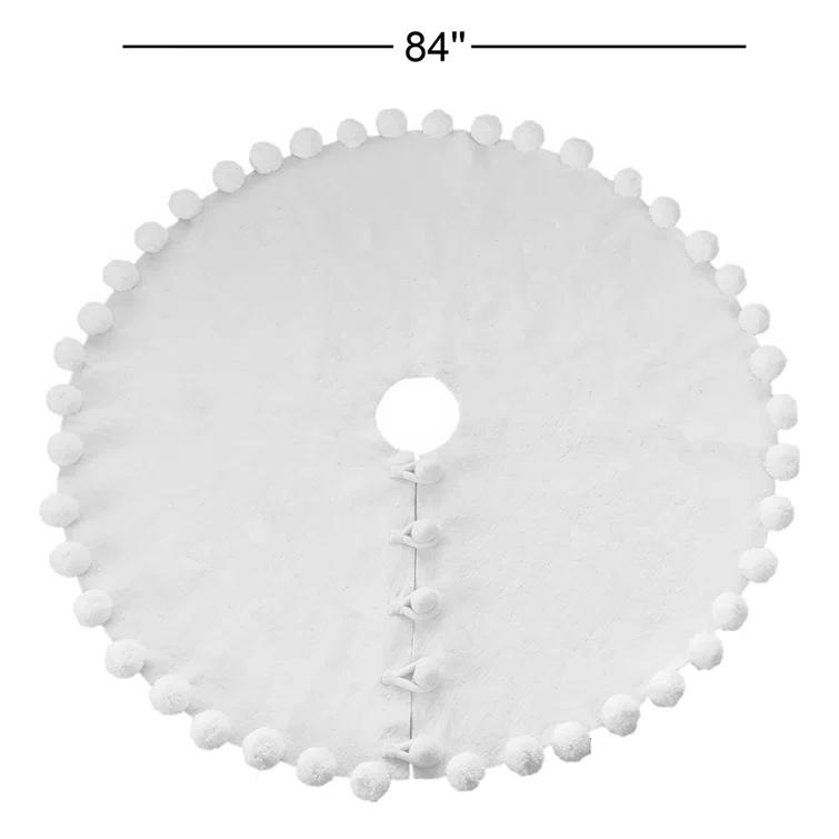 Cream Handmade Wool Felt Pom-Pom Tree Skirt