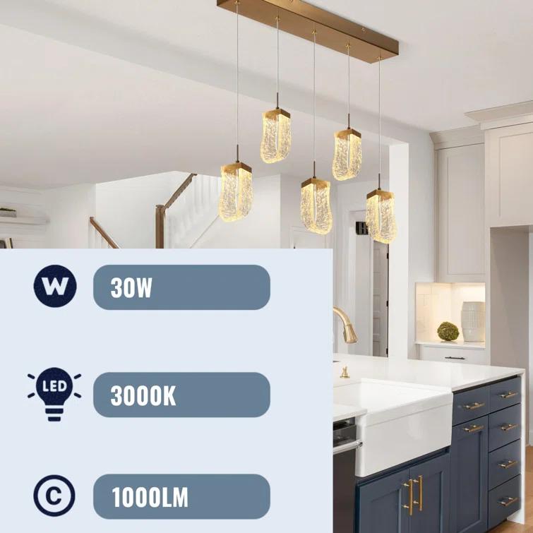 Grigor 5 - Light Kitchen Island Linear LED Pendant