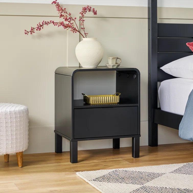 Asho 1-Drawer Solid Wood Nightstand