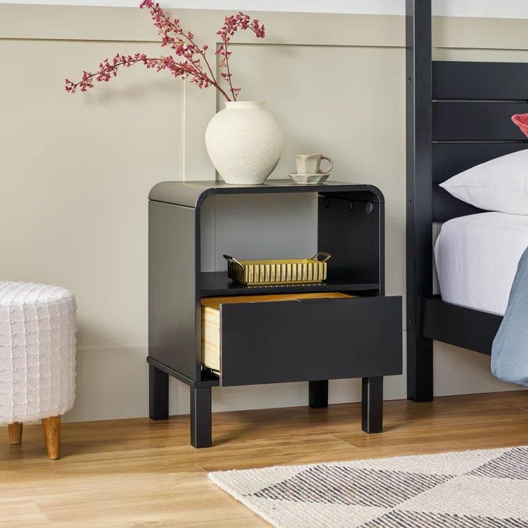 Asho 1-Drawer Solid Wood Nightstand