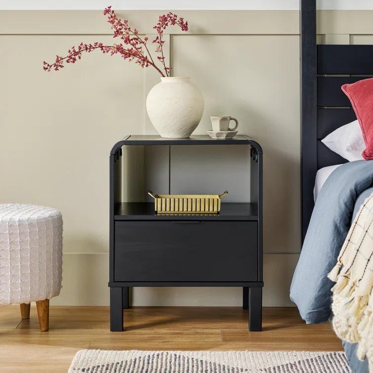 Asho 1-Drawer Solid Wood Nightstand