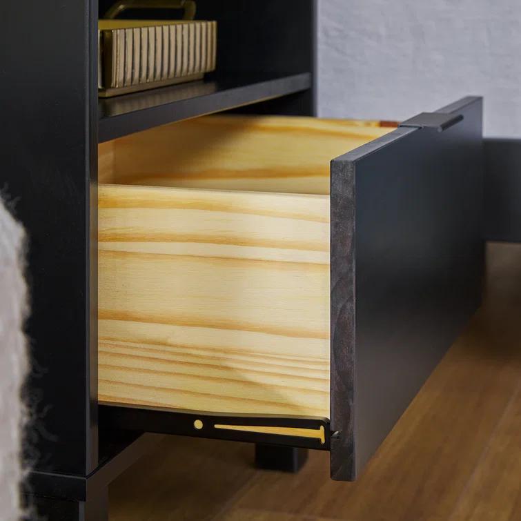 Asho 1-Drawer Solid Wood Nightstand