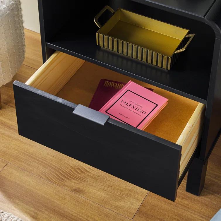 Asho 1-Drawer Solid Wood Nightstand
